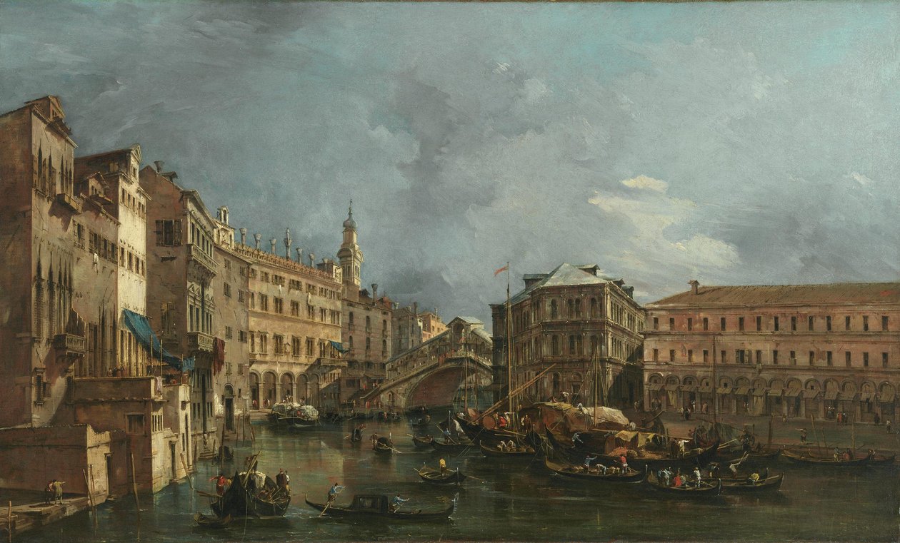 Widok na Rialto i Palazzo dei Camerlenghi autorstwa Francesco Guardi