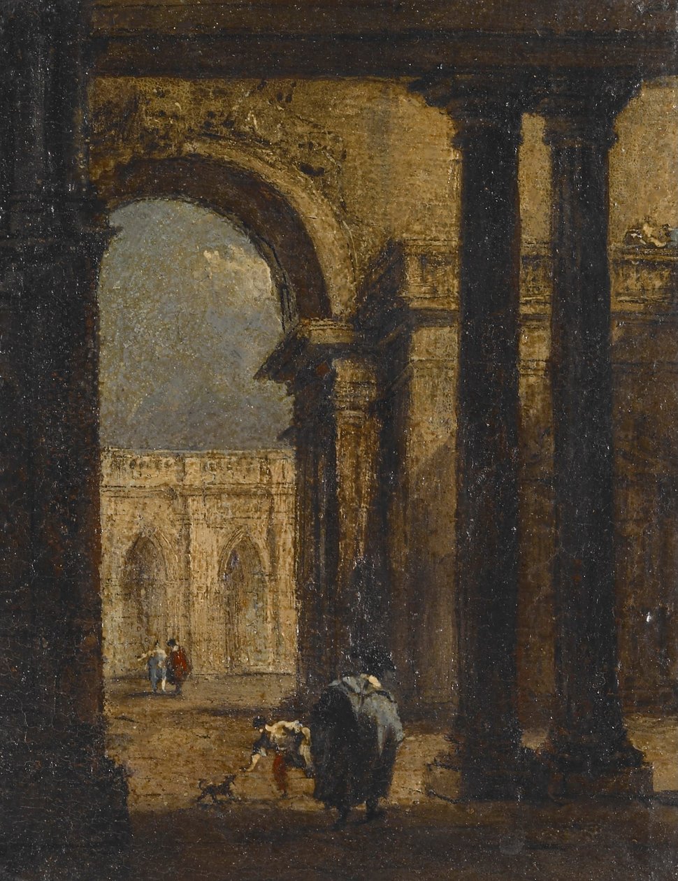 Capriccio: dziedziniec pałacowy autorstwa Francesco Guardi