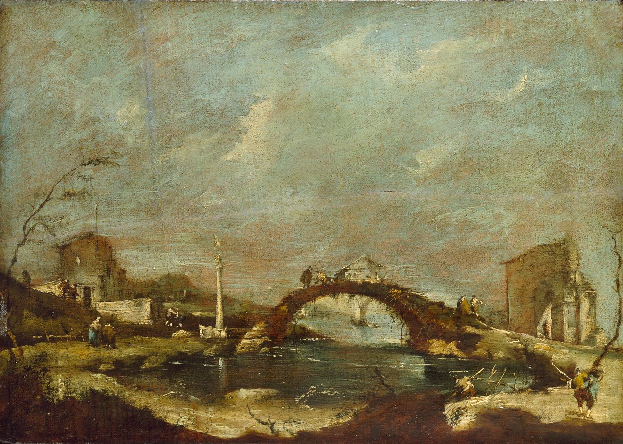 Krajobraz Capriccio, połowa XVIII wieku autorstwa Francesco Guardi