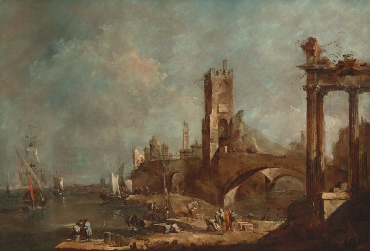 Capriccio z portu, ok. 1930 r. 17601770. autorstwa Francesco Guardi