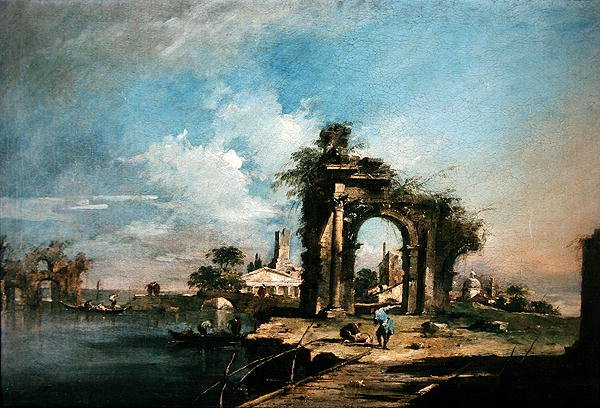 Capriccio ze zrujnowanym łukiem (olej) (patrz 35489) autorstwa Francesco Guardi