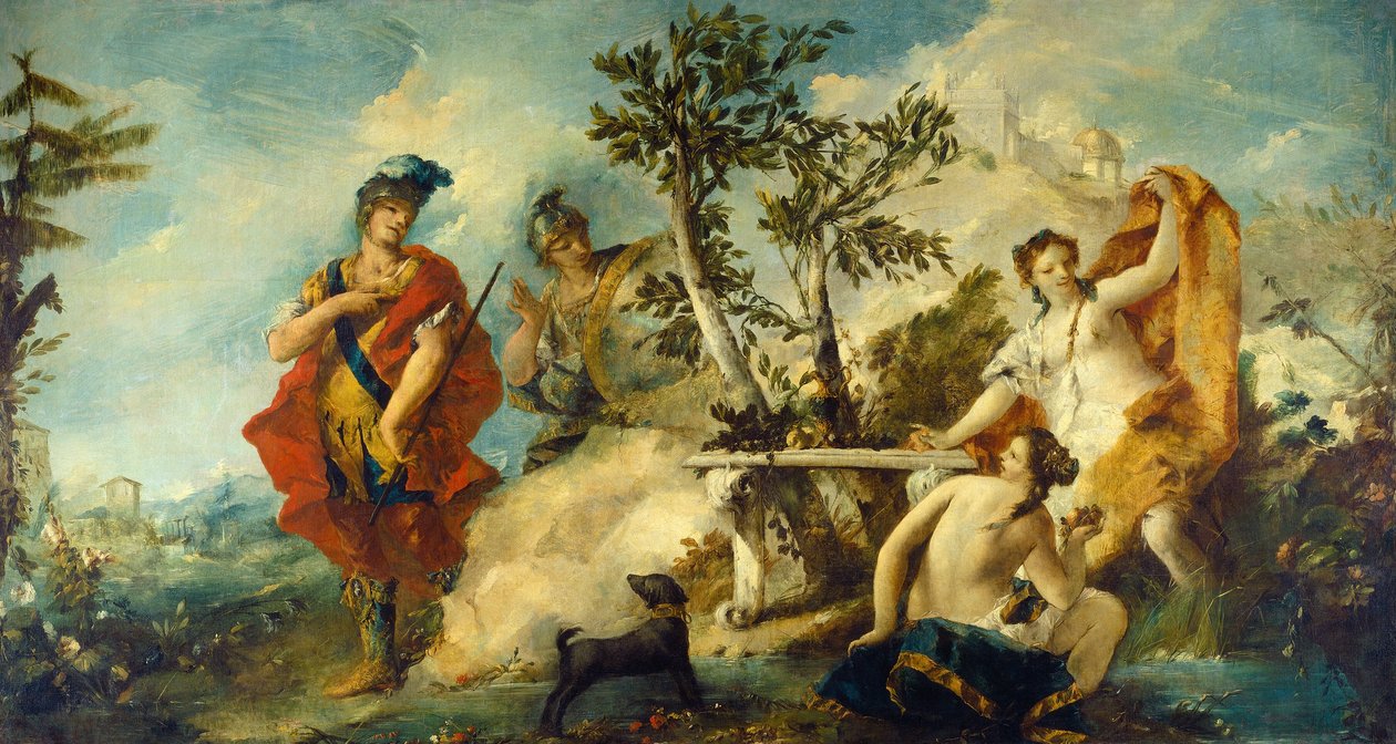 Carlo i Ubaldo stawiają opór zaklęciom nimf Armidy, 17501755 autorstwa Francesco Guardi