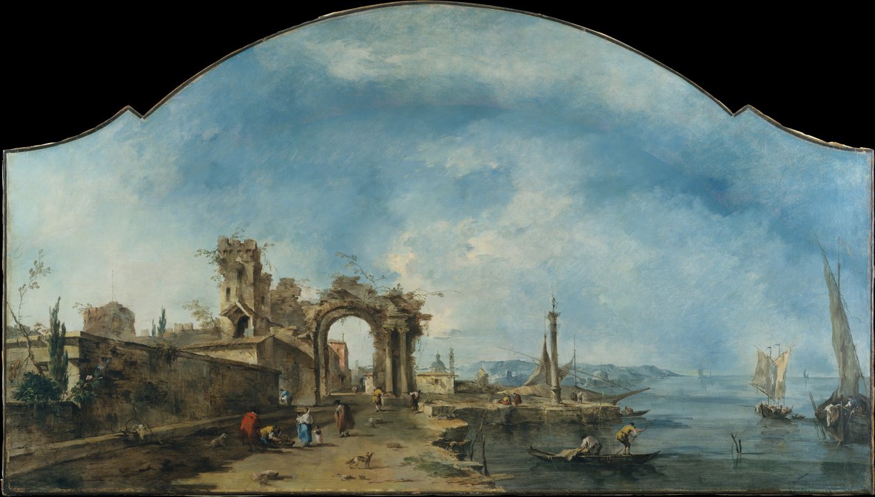 Fantastyczny pejzaż, ok. 1765 (olej na płótnie) autorstwa Francesco Guardi