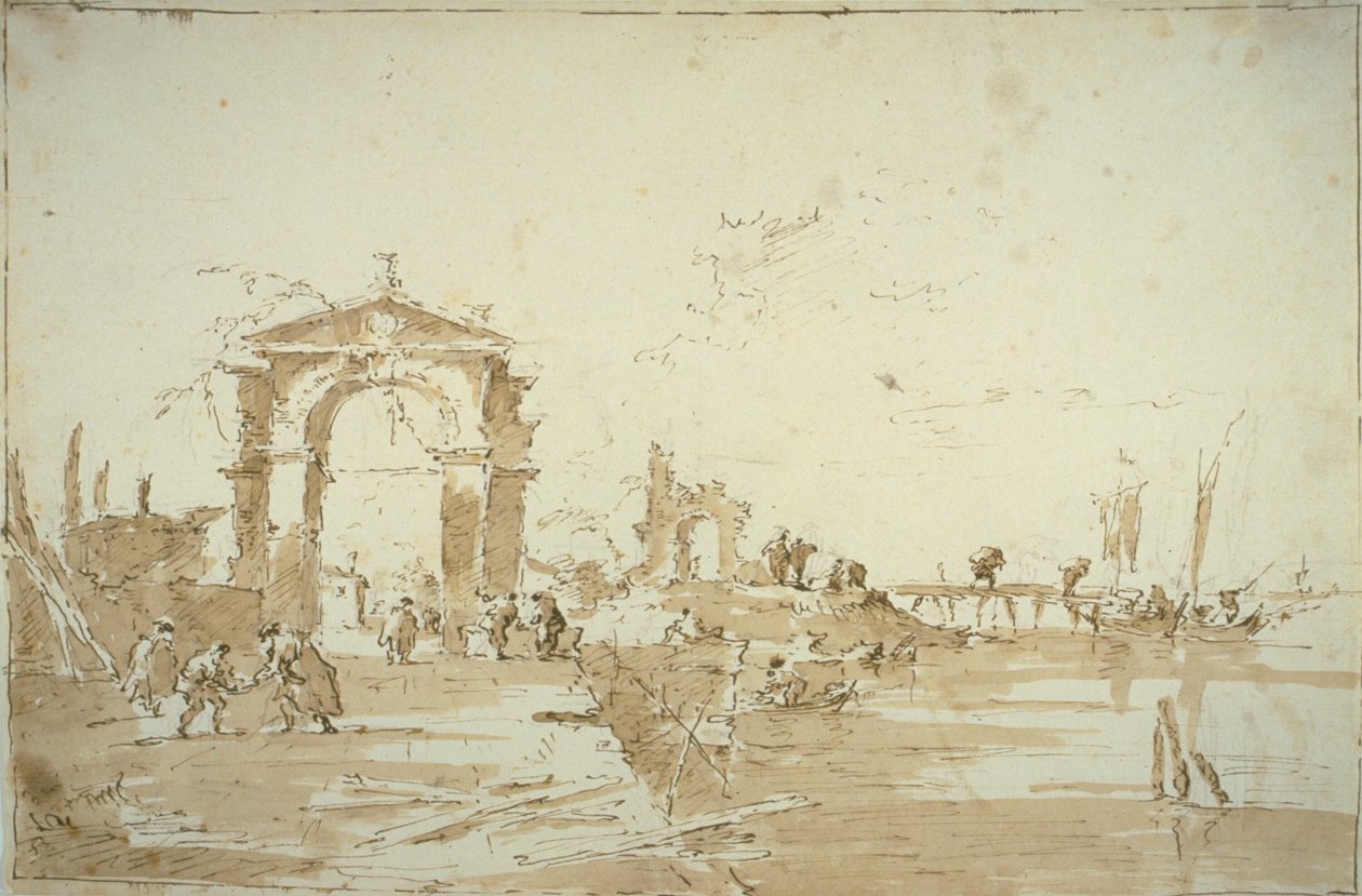 Brama w pobliżu mostu lądowania autorstwa Francesco Guardi