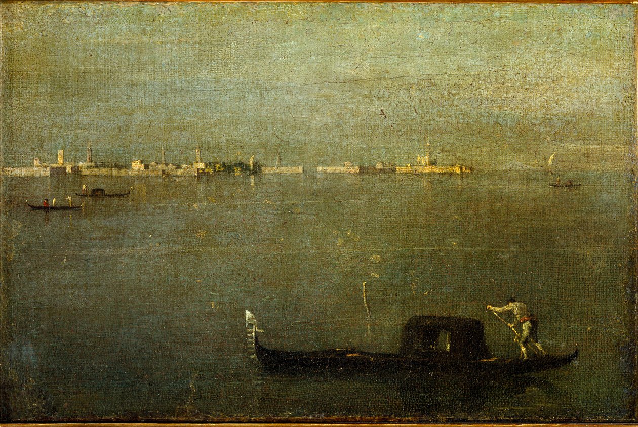 Gondola na lagunie Obraz Francesco Guardi (1712-1793) ok. 1780 r. niedz 25x38 cm Mediolan, Muzeum Poldi Pezzoli autorstwa Francesco Guardi