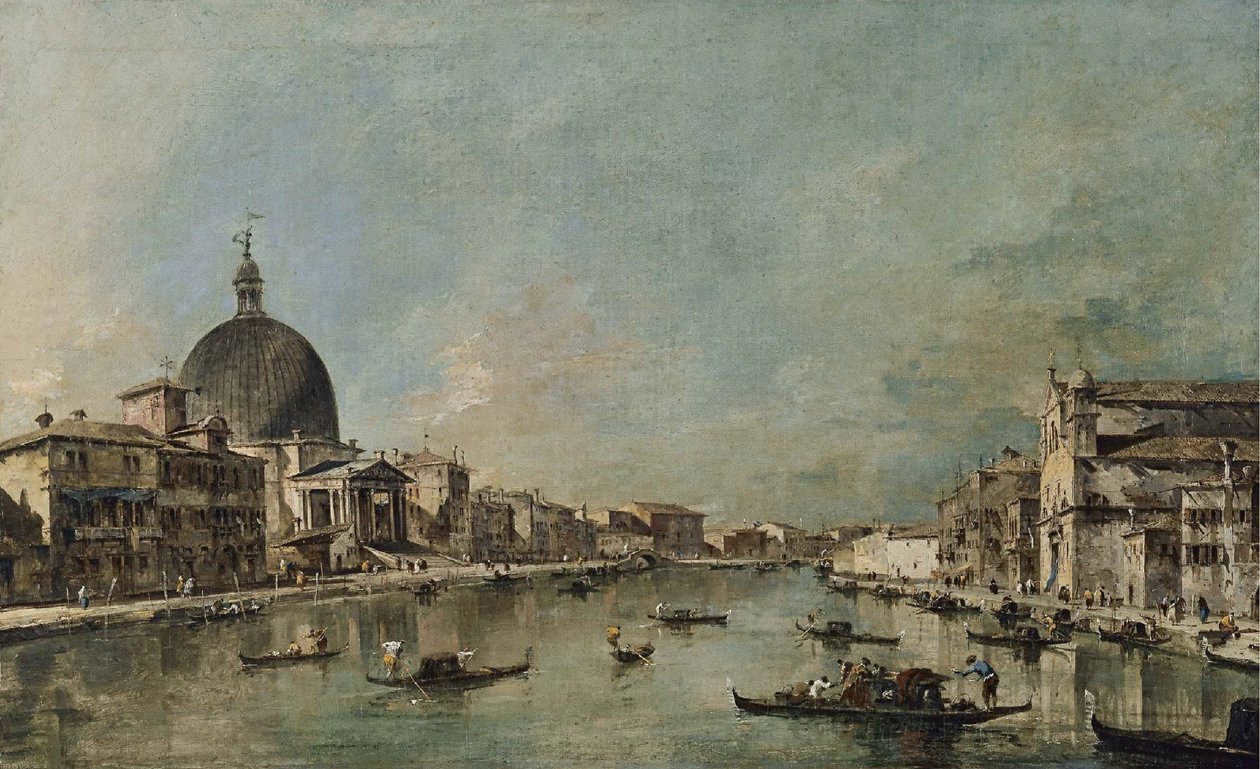 Kanał Grande z San Simeone Piccolo i Santa Lucía autorstwa Francesco Guardi