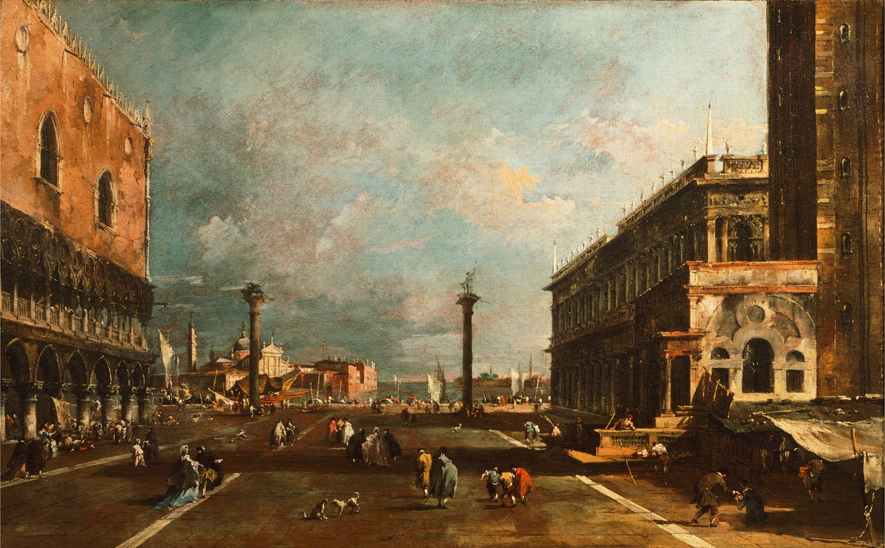 Mały plac św. Marka w stronę San Giorgio w Wenecji – Francesco Guardi (1712-1793), olej na płótnie, 45x72 cm autorstwa Francesco Guardi