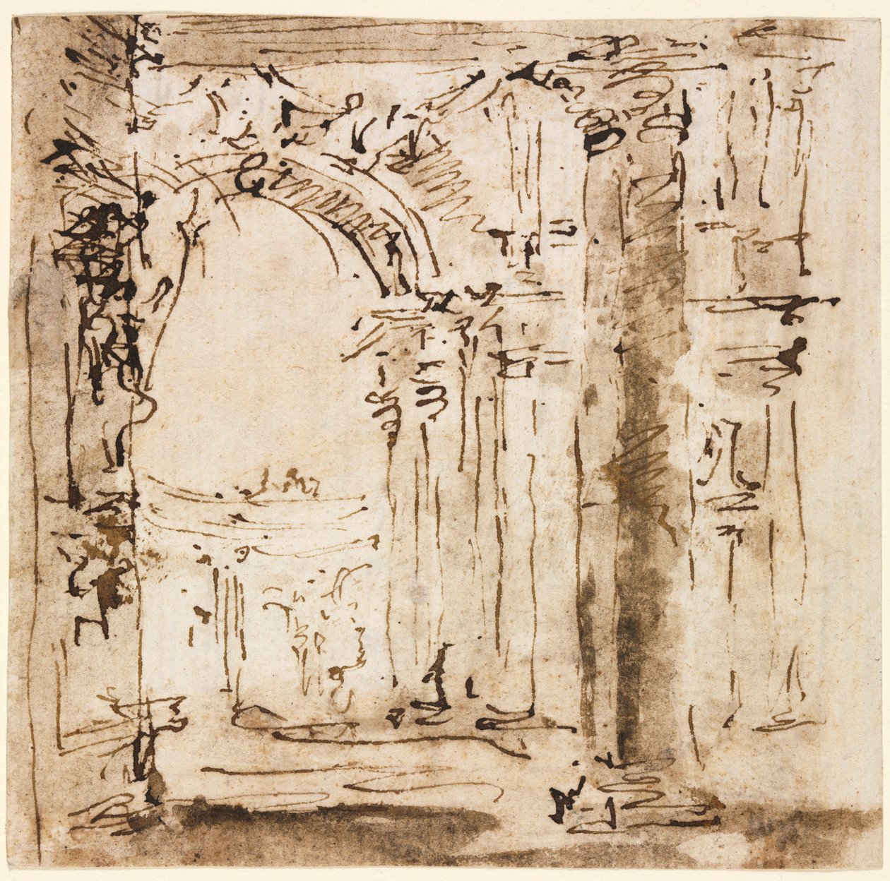 Para rysunków: Szkic labiryntu willi Pisani i Piazza San Marco..., 1773-1778. autorstwa Francesco Guardi