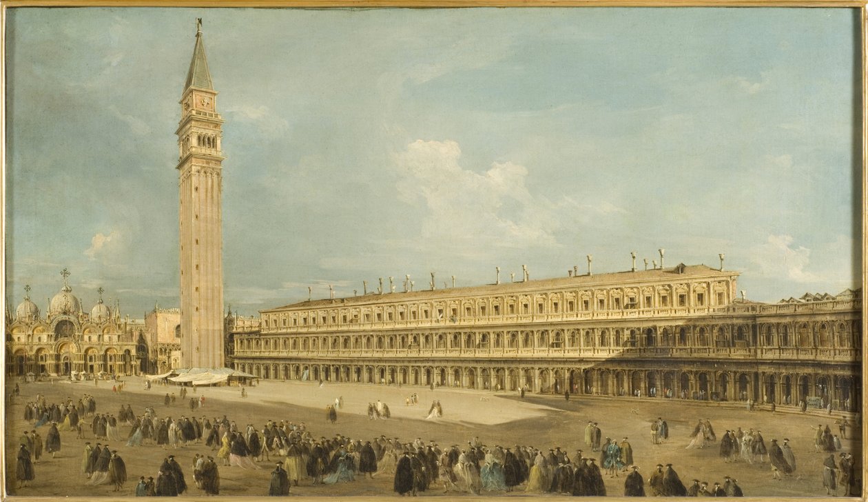 Place Saint Marc, Wenecja - Piazza San Marco, Wenecja, Guardi, Francesco (1712-1793). Olej na płótnie. Wymiar : 50x85 cm. Muzeum Narodowe w Sztokholmie autorstwa Francesco Guardi