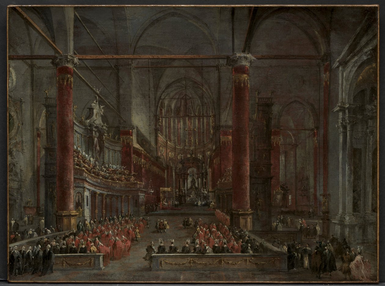 Ceremonia Papieska w Św. Giovanni e Paolo, Wenecja, 1782, c. 1783. autorstwa Francesco Guardi