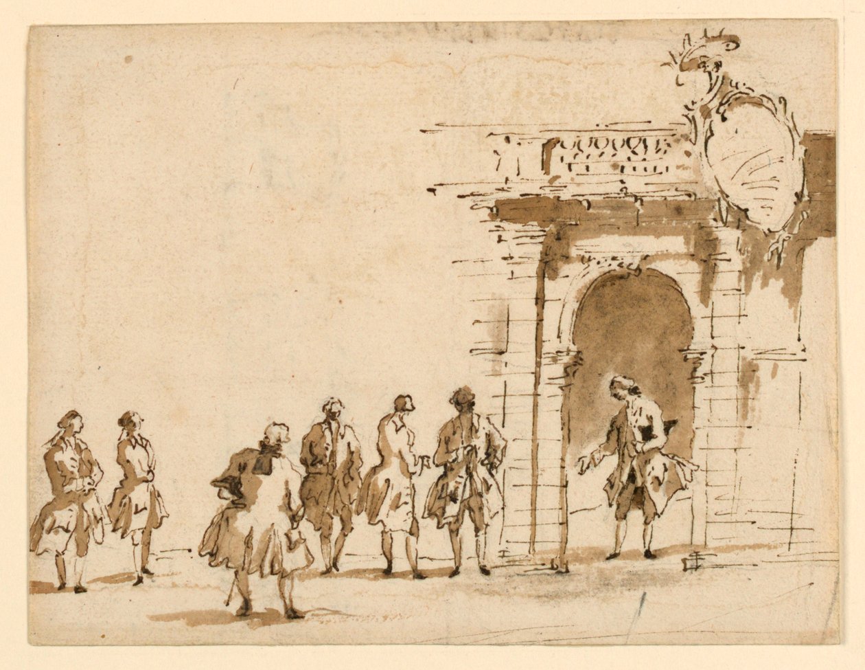 Szkic na przyjęcie w Palazzo Surian autorstwa Francesco Guardi