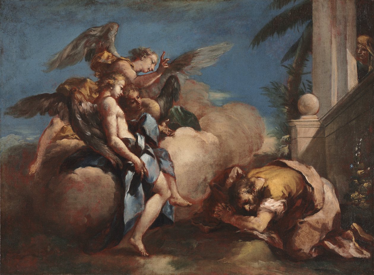 Aniołowie ukazują się Abrahamowi autorstwa Francesco Guardi