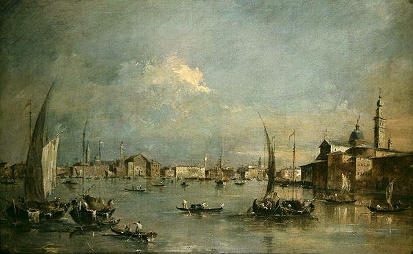 Kościół San Giorgio Maggiore i Riva degli Schiavoni (olej na płótnie) autorstwa Francesco Guardi