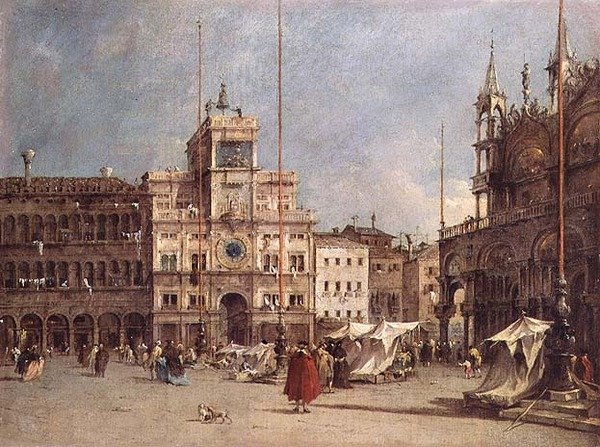 Wieża Zegarowa, Wenecja (olej na płótnie) autorstwa Francesco Guardi