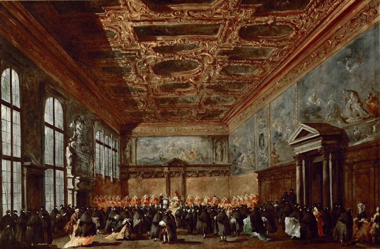 Doża Wenecji udziela audiencji w Sala del Collegio w Pałacu Dożów autorstwa Francesco Guardi