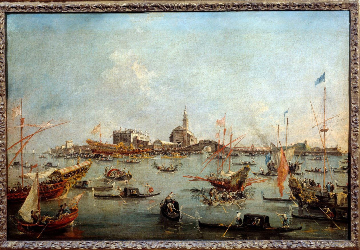 Doża na Bucentaura (Bucentoro) w San Nicolo w Wenecji w Dzień Wniebowstąpienia Jest to prawdopodobnie doża Alvise IV Mocenigo (1763-1778). Obraz Francesco Guardi (1712-1793) 1775-1780 Nd. 0,67x1m autorstwa Francesco Guardi