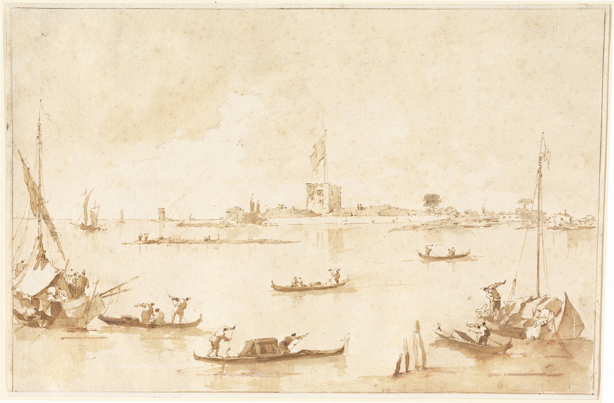 Twierdza San Andrea z laguny autorstwa Francesco Guardi