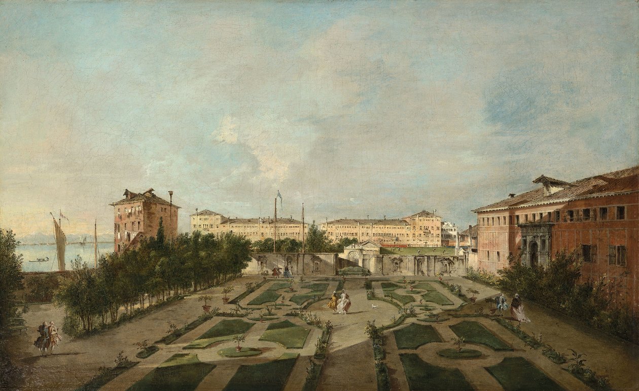 Ogród Palazzo Contarini dal Zaffo, ok. 1770 (olej na płótnie) autorstwa Francesco Guardi