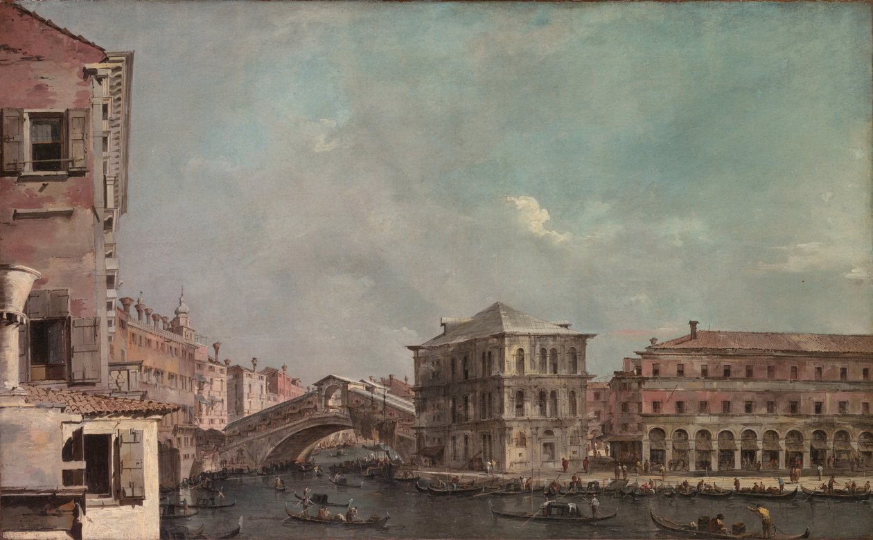 Canal Grande nad Rialto, ok. 1760 (olej na płótnie) autorstwa Francesco Guardi