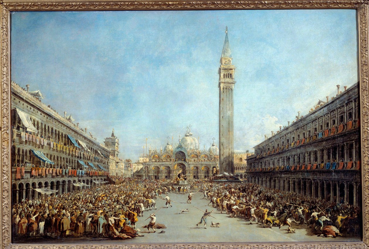 Doża Wenecji Alvise IV niesiony przez gondolierów po jego elekcji Plac Świętego Marka w 1763 r. Obraz Francesco Guardi (1712-1792) 1770 nd. 0,67x1 m Grenoble, Musee des Beaux Arts autorstwa Francesco Guardi