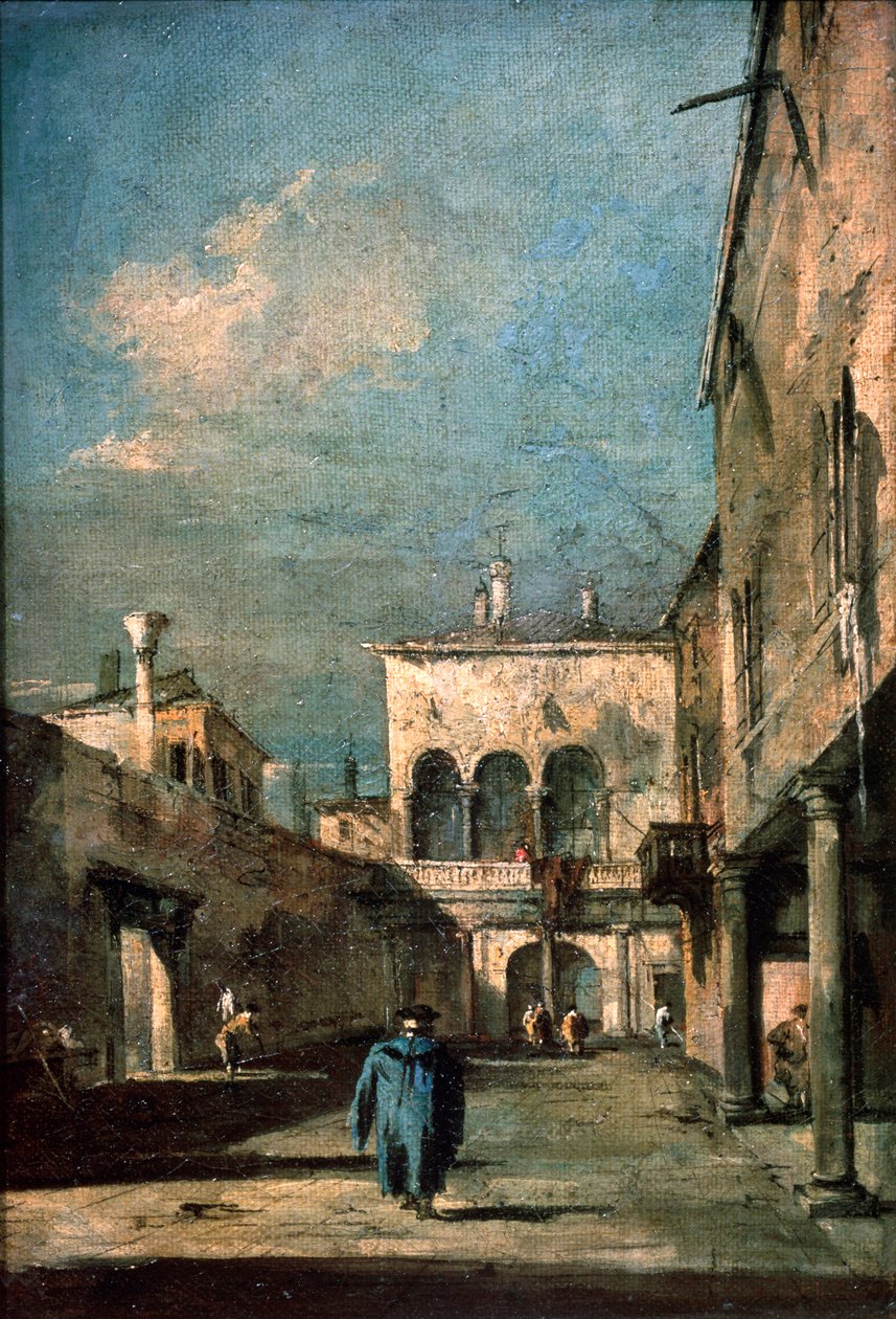 Dziedziniec Wenecki, lata 70. XVIII wieku. autorstwa Francesco Guardi