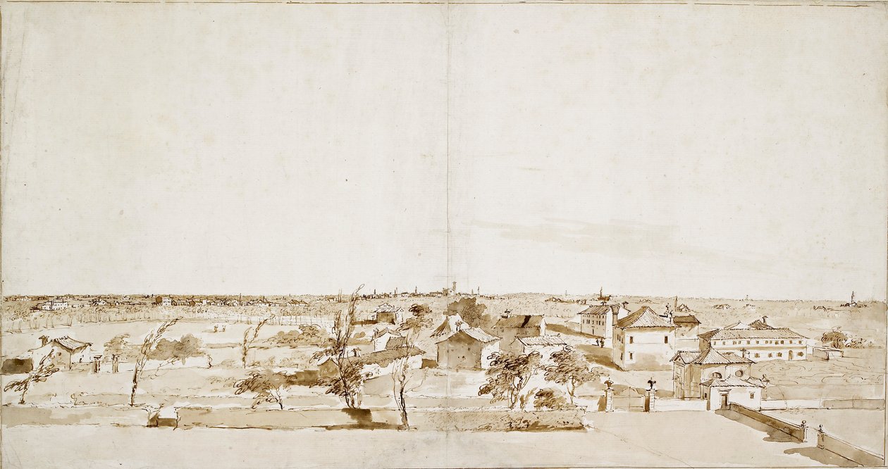 Widok na ogród willi Loredan, połowa XVIII wieku autorstwa Francesco Guardi