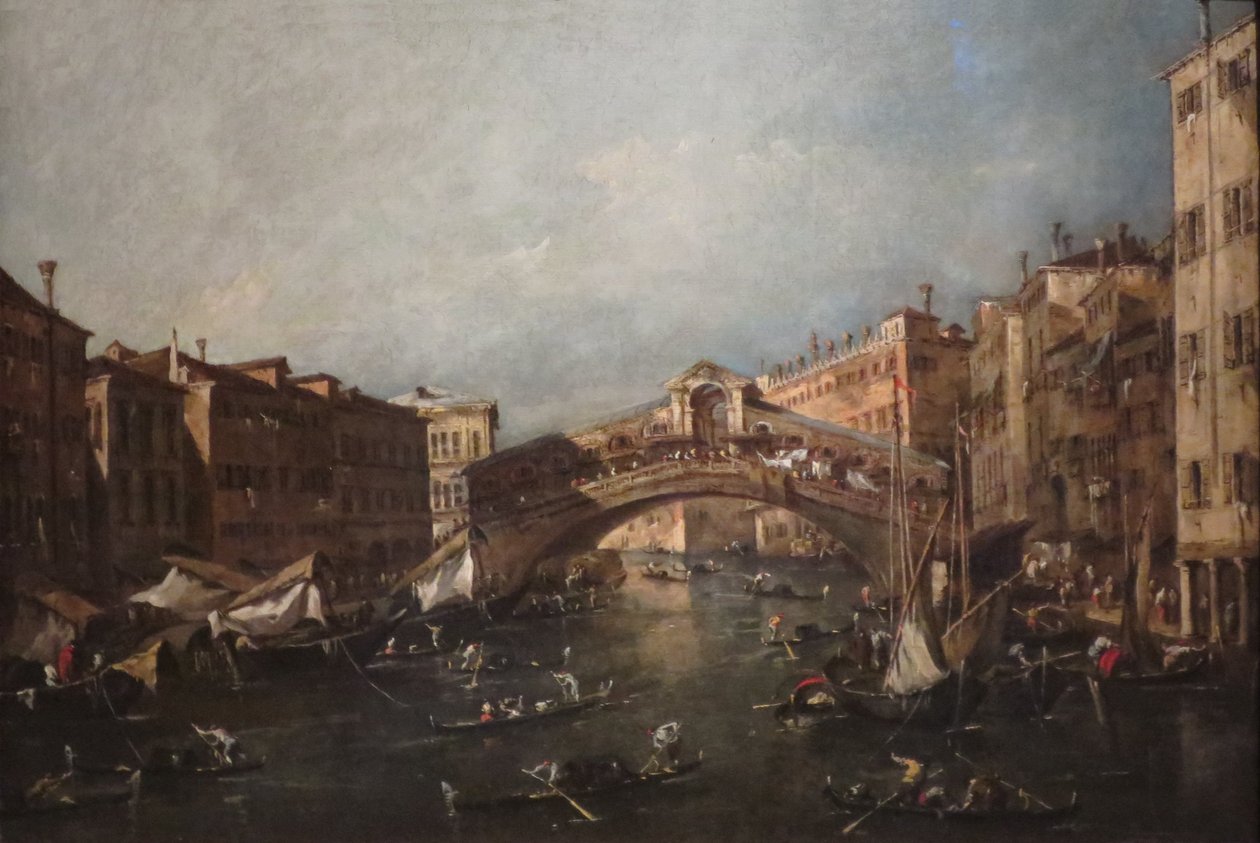Widok na Rialto, Wenecja, od strony Wielkiego Kanału autorstwa Francesco Guardi