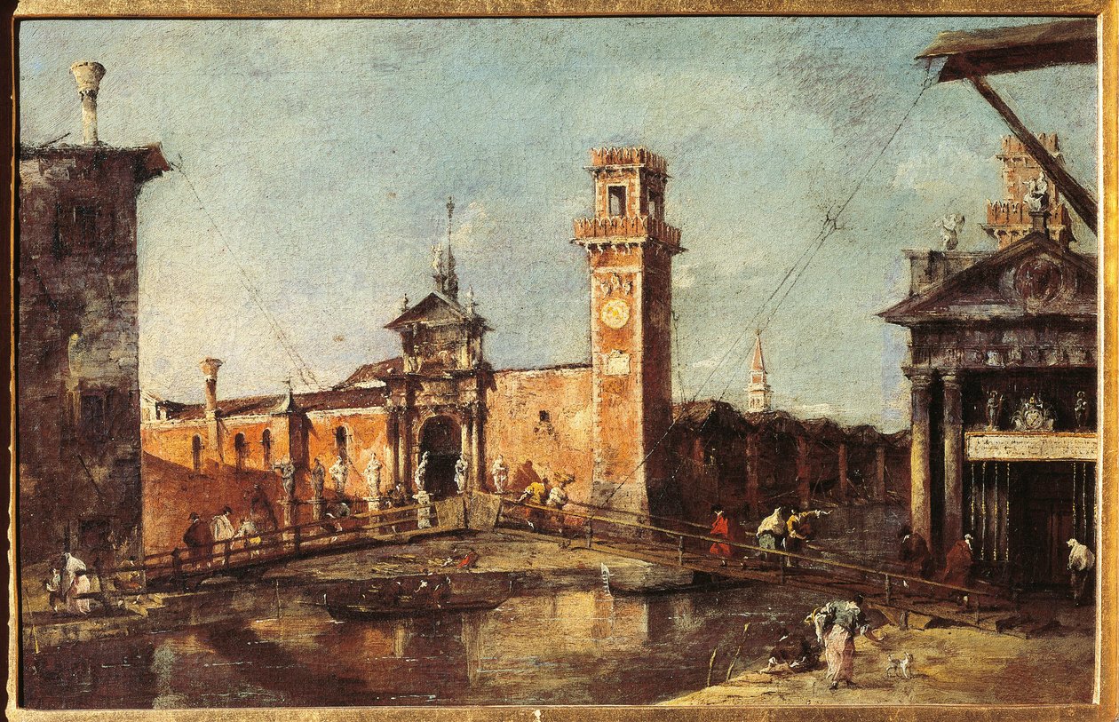 Widok arsenału w Wenecji (olej na płótnie, ok. 1780) autorstwa Francesco Guardi