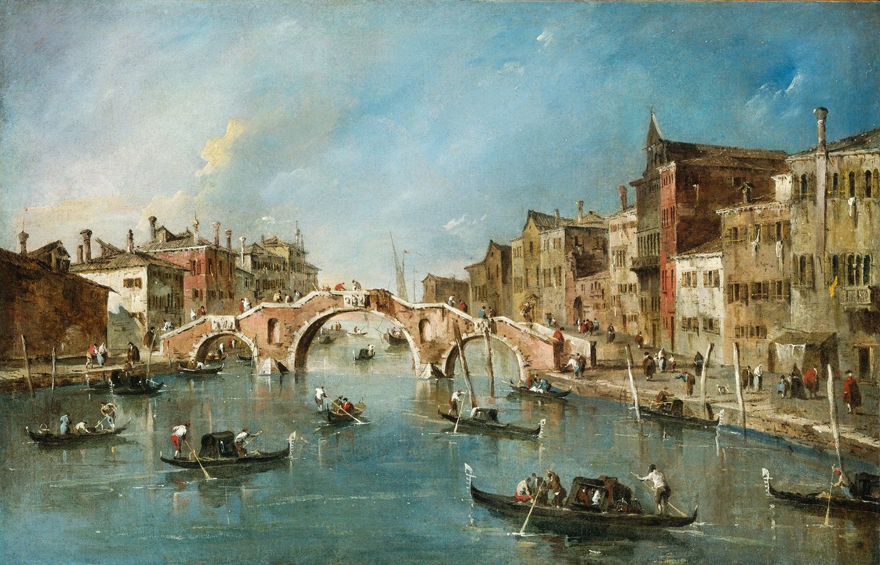 Widok na Cannaregio Cannaregio, Wenecja, ok. godz. 1775-1780. autorstwa Francesco Guardi