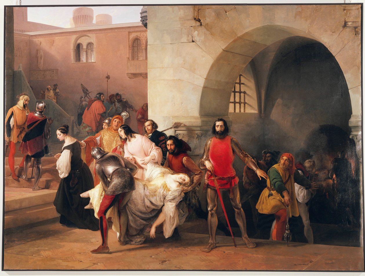 Bice znalezione przez Marco Viscontiego w podziemiach jego zamku w Rosate, motyw z powieści Marco Visconti Tommaso Grossi, ilustracja Francesco Hayez autorstwa Francesco Hayez
