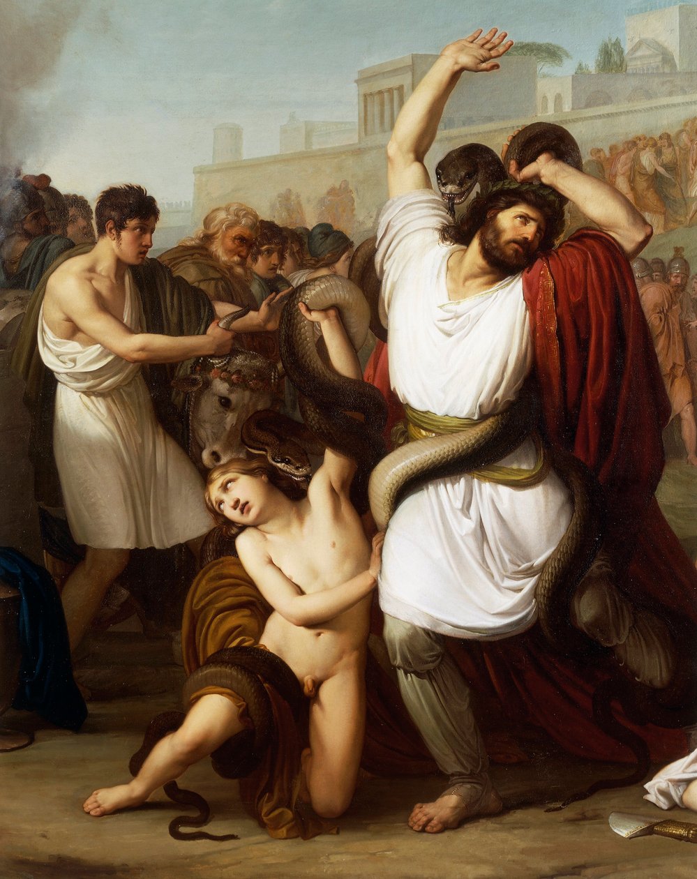 Włochy, Mediolan, Obraz przedstawiający trojańskiego księdza Laokoona, detal autorstwa Francesco Hayez