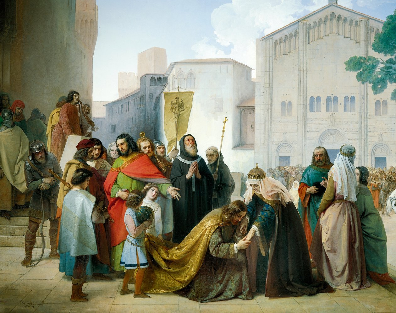 Pojednanie Ottona II z matką Adelajdą Burgundii autorstwa Francesco Hayez