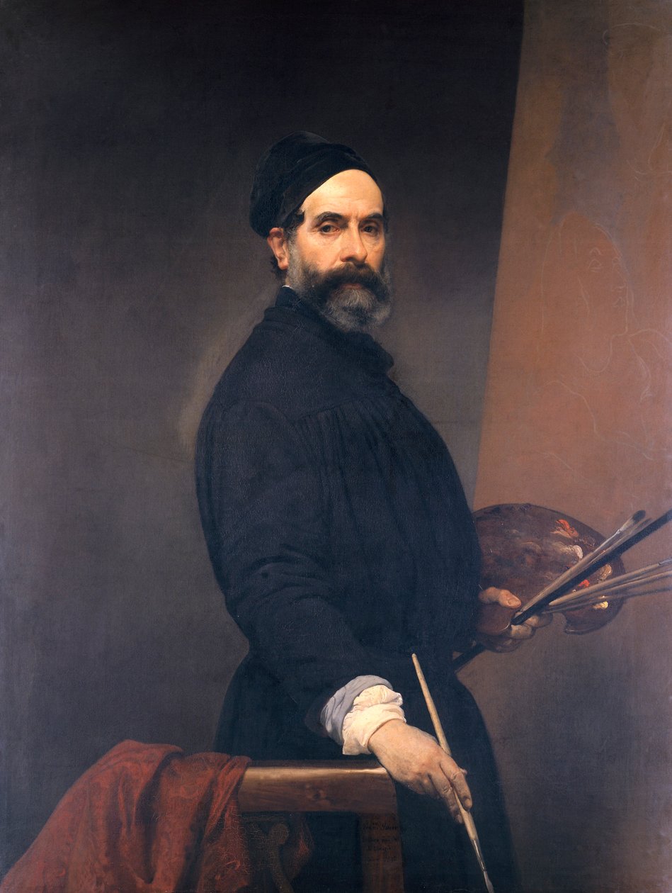 Autoportret w wieku 57 lat, Francesco Hayez (1791-1882), olej na płótnie autorstwa Francesco Hayez