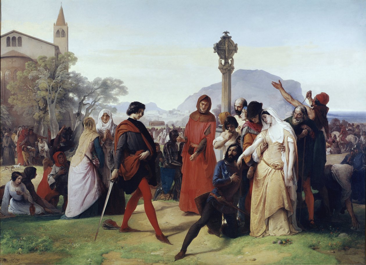 Nieszpory sycylijskie: Wtorek Wielkanocny – Francuskie masakry dokonane przez Sycylijczyków, 31 marca autorstwa Francesco Hayez