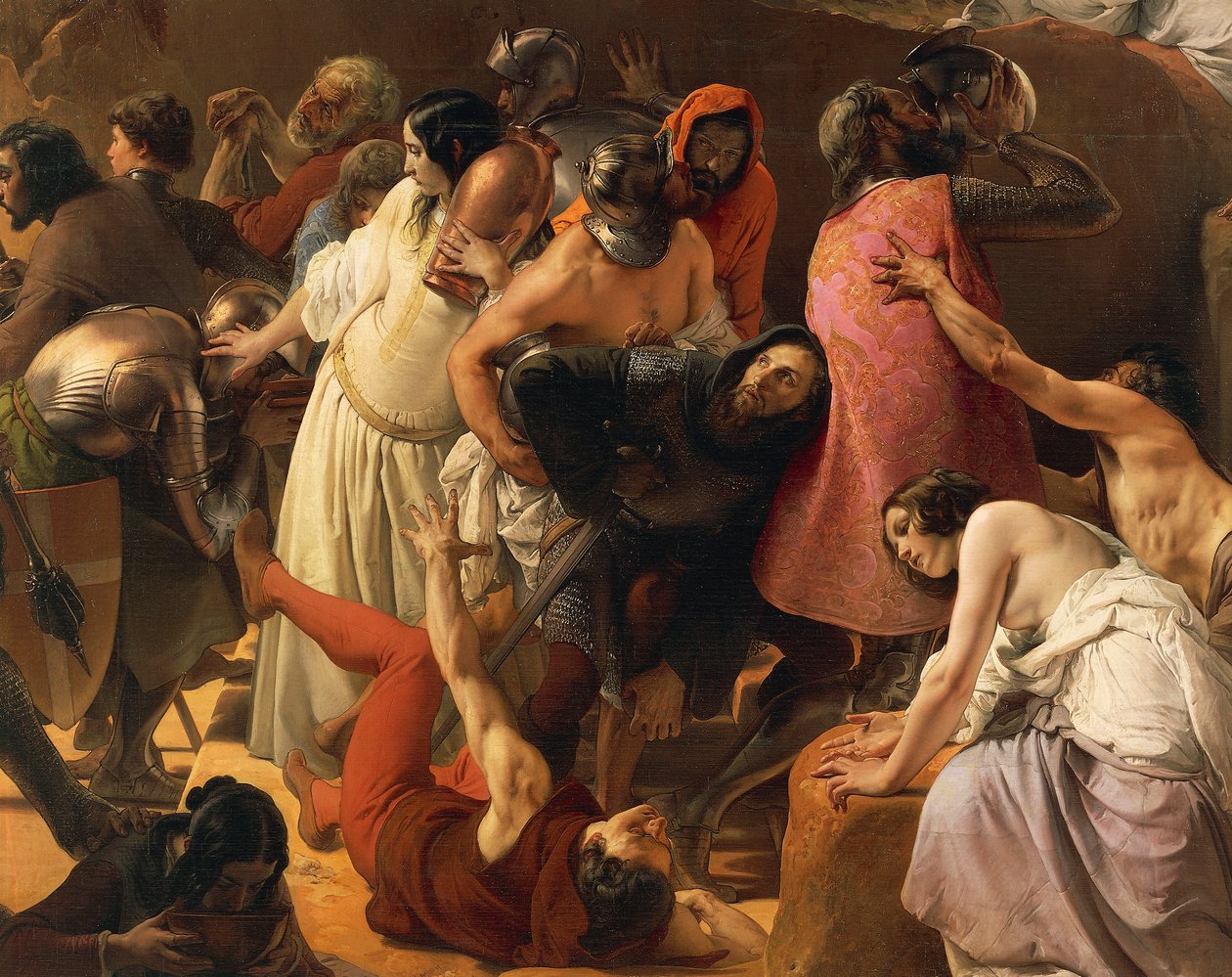Pragnienie cierpiące przez pierwszych krzyżowców w Jerozolimie, Francesco Hayez, detal autorstwa Francesco Hayez