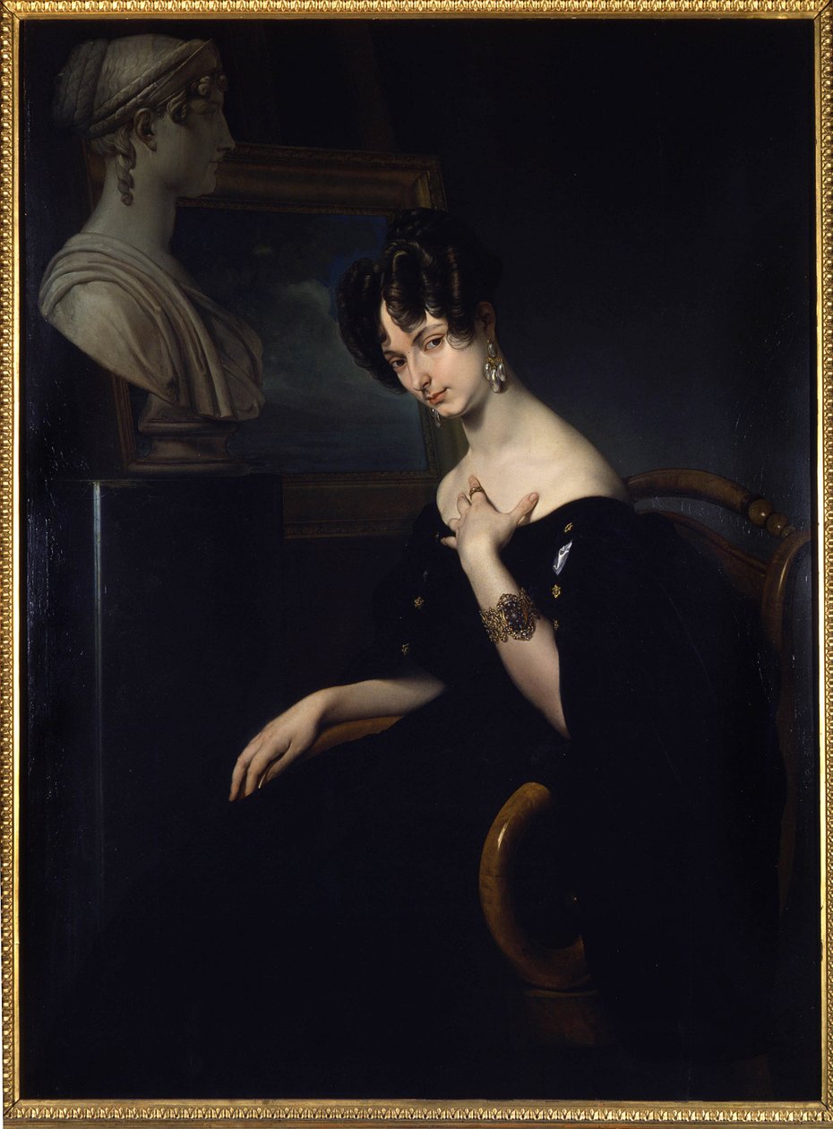 portret markizy Cristiny Trivulzio, księżnej Belgiojoso (Belgia) (1808-1871), włoskiej patriotki i literatki, obraz Francesco Hayez. we Florencji we Włoszech. autorstwa Francesco Hayez