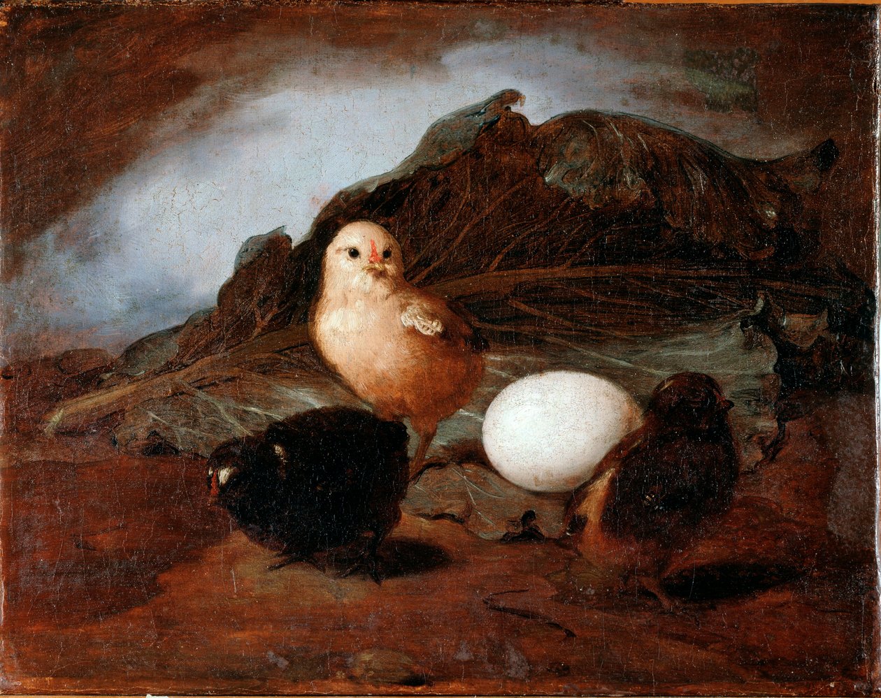 Pisklęta (pisklęta) Obraz Francesco Inganni (1793-1873) 1862 Dim 25,6x33,2 cm Genes, Galleria d