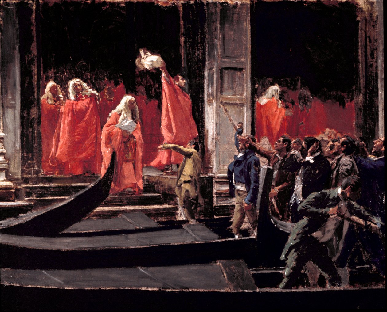 Ostatni seans Senatu Republiki Weneckiej w czasie jej wstąpienia do Królestwa Włoch w 1866 r. Malarstwo Francesco Jacovacci (1838-1908) Rzym, Galleria Nazionale d