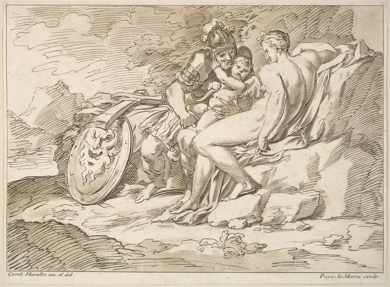 Wenus, Mars i Kupidyn, 1725-80. autorstwa Francesco Lamarra