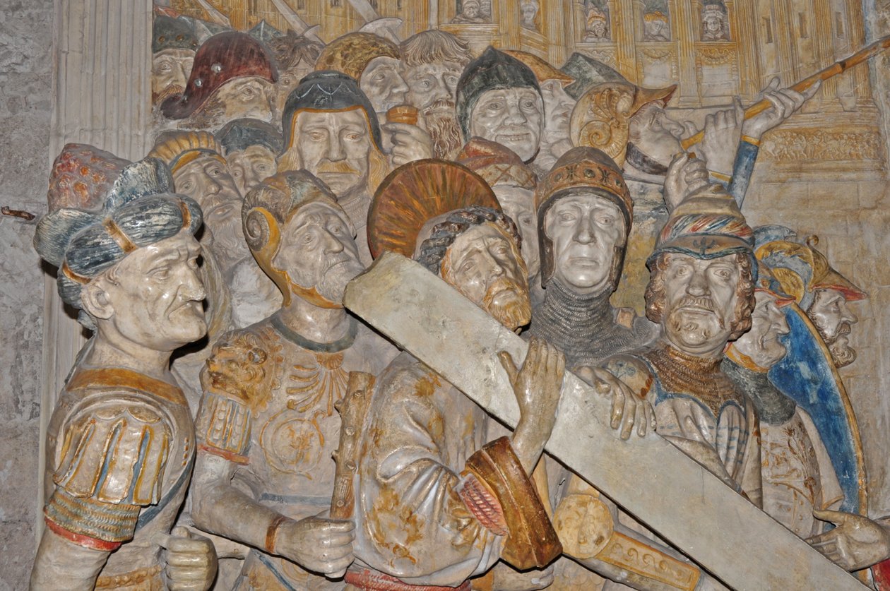 Francja, Awinion, Palace des Papes (1334), marmurowa rzeźba drogi krzyżowej z klasztoru celestynów w Awinionie autorstwa Francesco Laurana (oddana do użytku 1478) autorstwa Francesco Laurana