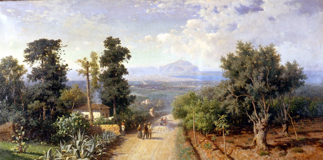 Okolice Palermo. Obraz Francesco Lojacono (1841 - 1915) autorstwa Francesco Lojacono