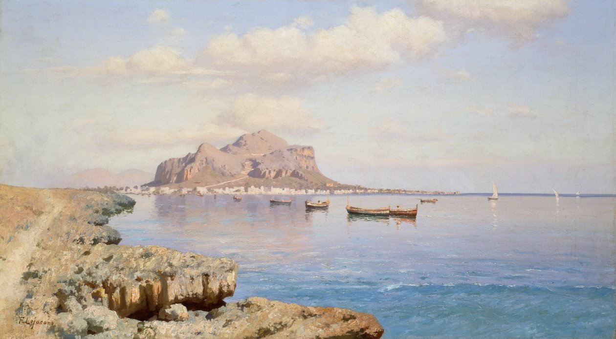 Widok Palermo, Francesco Lojacono (1838-1915), olej na płótnie, 50,5x91,5 cm autorstwa Francesco Lojacono