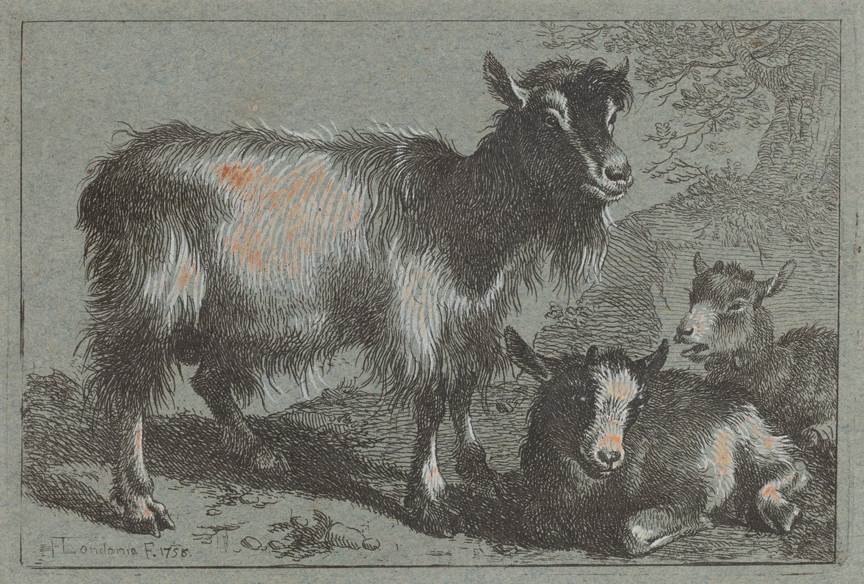 Koza i dwoje dzieci, 1758. autorstwa Francesco Londonio