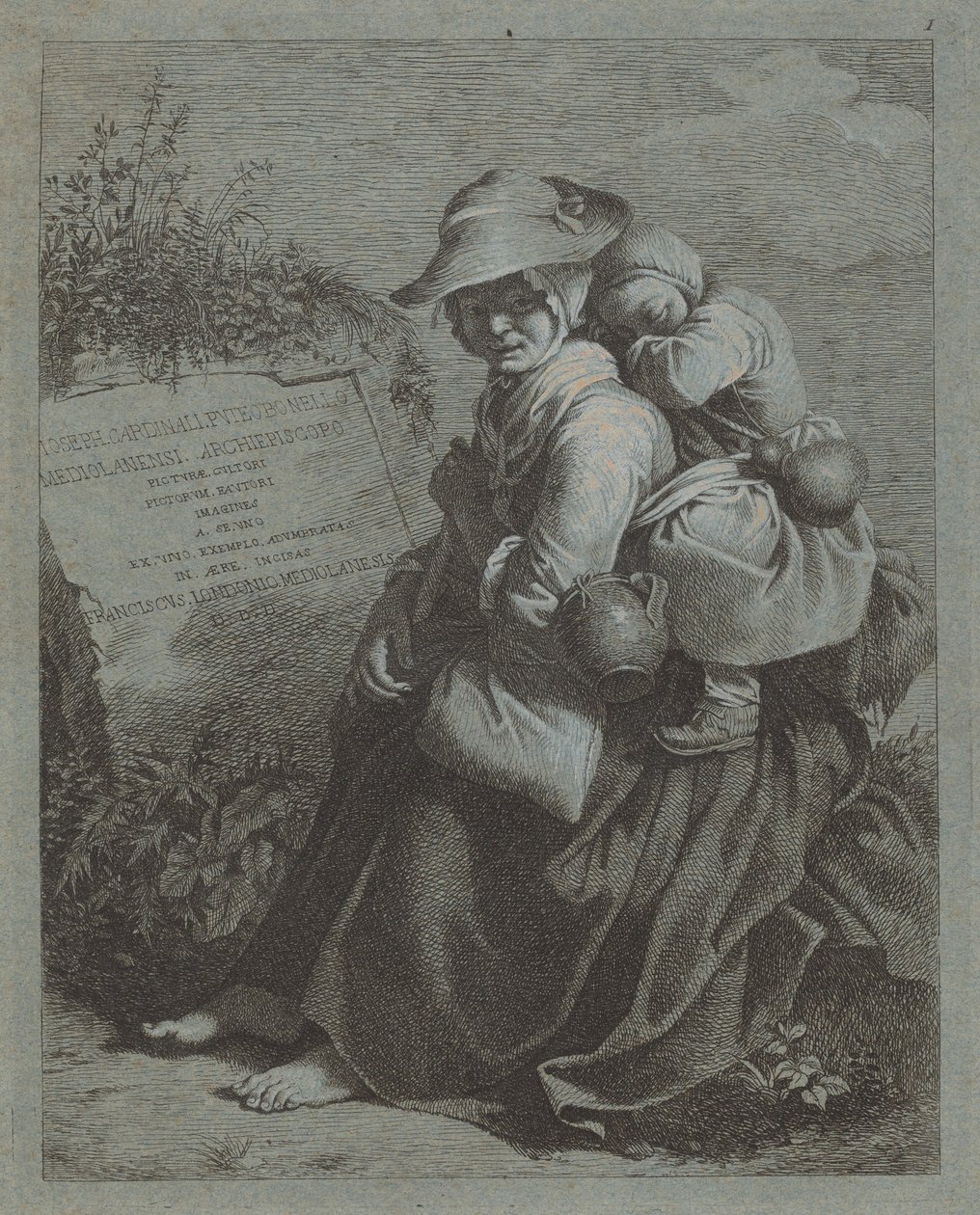 Siedząca wieśniaczka ze śpiącym dzieckiem, 17581759. autorstwa Francesco Londonio