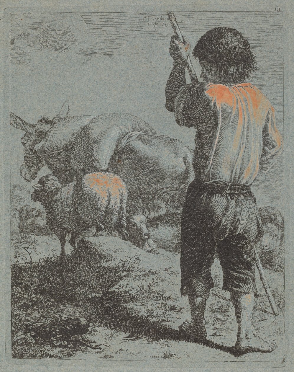 Pasterz z Osłem, Owcą i Kozą, 1759. autorstwa Francesco Londonio