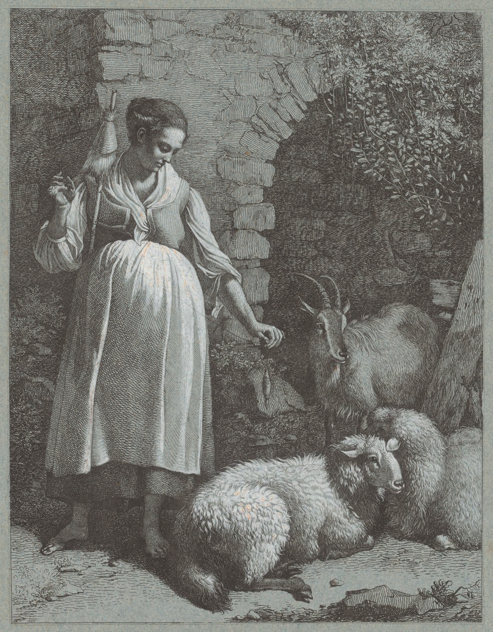 Kobieta przędzenia przędzy przy łuku, 1764. autorstwa Francesco Londonio
