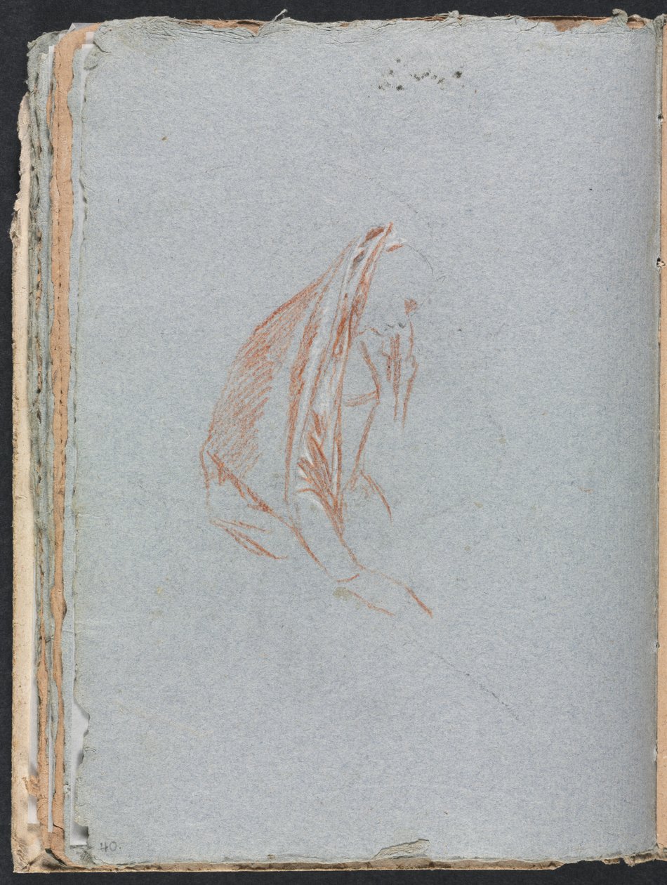 Szkicownik Verona: Postać kobieca w płaszczu strona 40, 1760. autorstwa Francesco Lorenzi