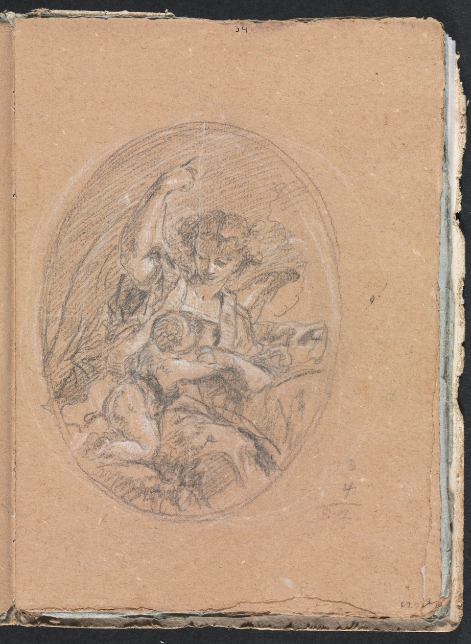 Szkicownik Verona: Figurka z dzieckiem w kółku strona 67, 1760. autorstwa Francesco Lorenzi