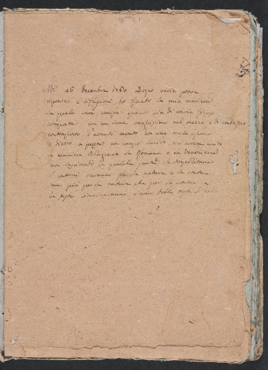 Szkicownik werona: Napis strona 1, 1760. autorstwa Francesco Lorenzi