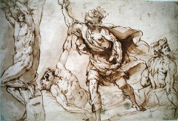 Studia do męczeństwa św. Sebastiana i ukamienowania św. Szczepana (w.c na papierze) autorstwa Francesco Maffei